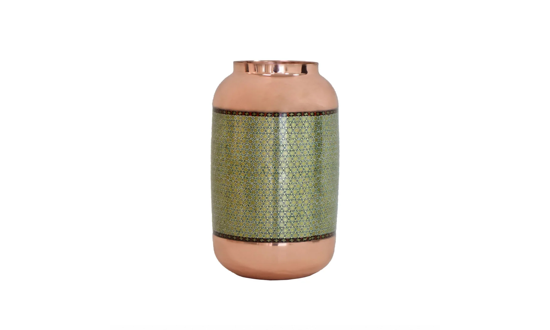 گلدان استوانه‌ای (متوسط مس و خاتم)