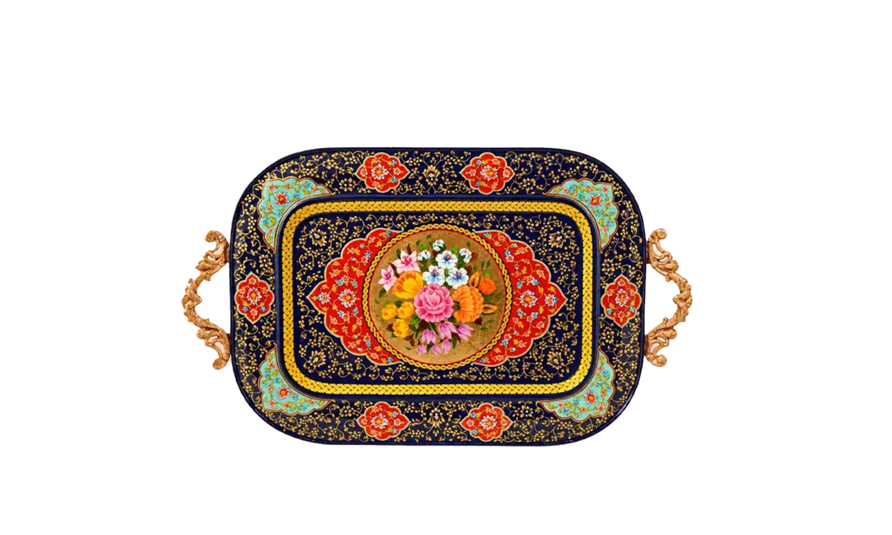 سینی چای خوری کف نقاشی (مس و پرداز تشعیر VIP)