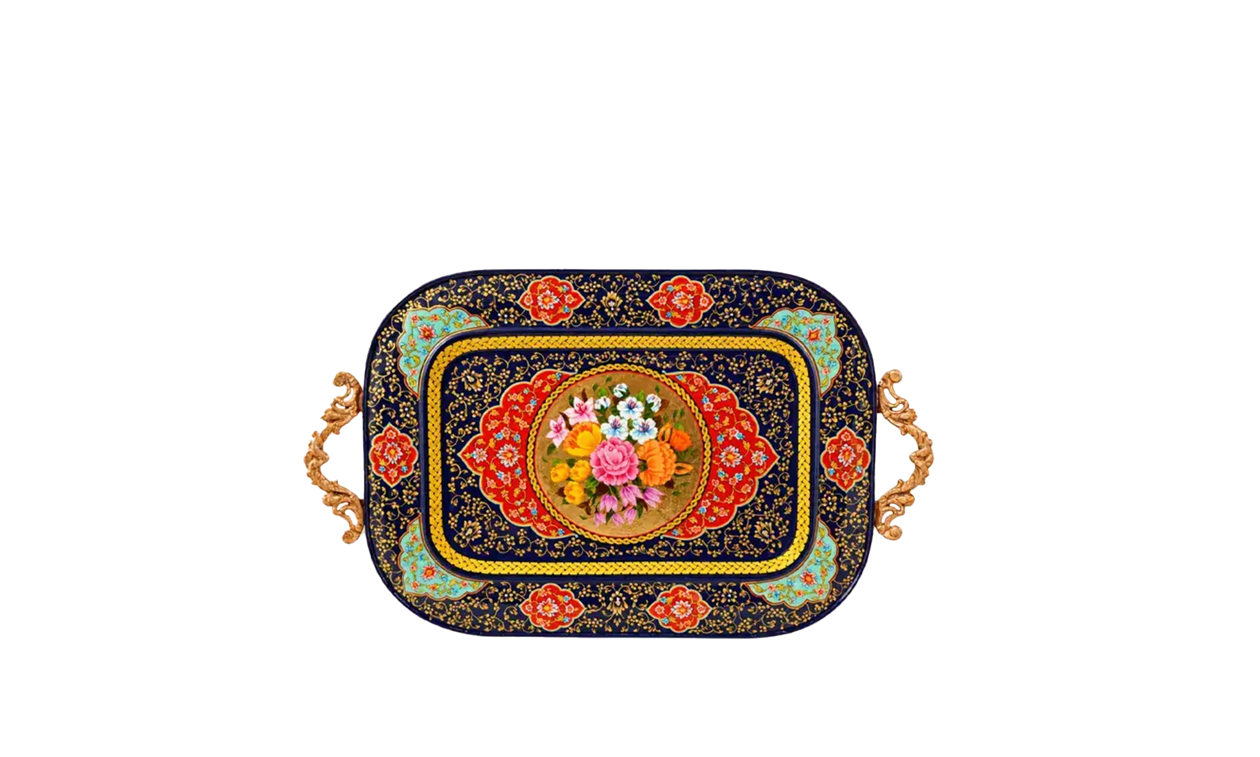 سینی چای خوری کف نقاشی (مس و پرداز تشعیر VIP)